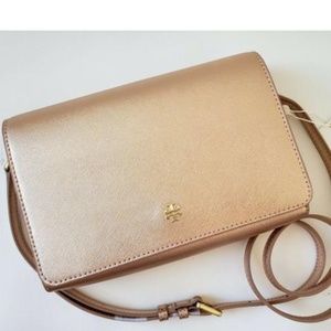 Tory Burch Metallic rose gold leather crossbody/ shoulder bag